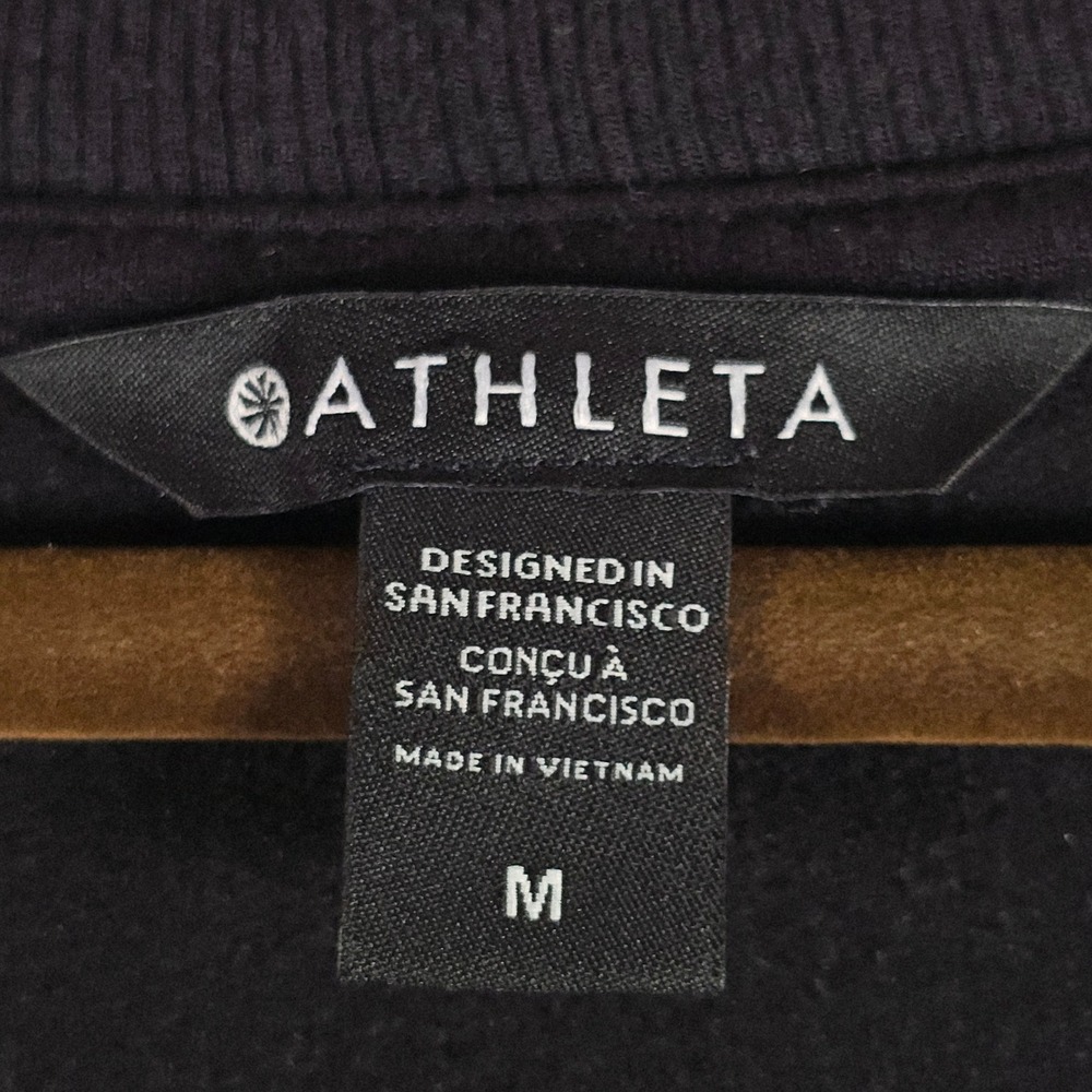 Athleta Coaster Luxe Sweatshirt Black Modal Blend Thumbhole Pullover Womens M - Picture 2 of 11